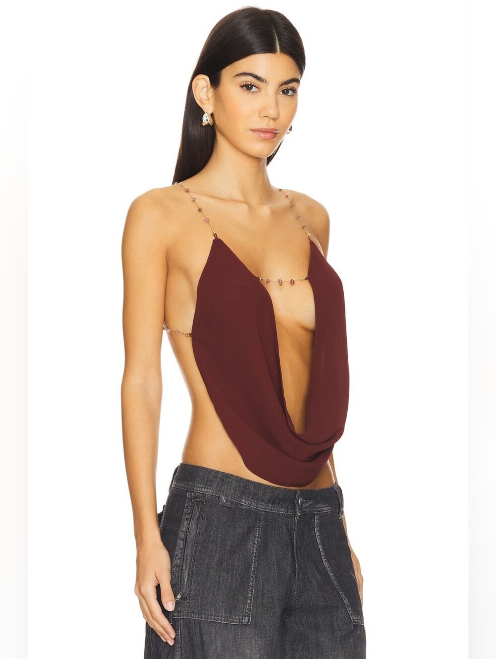 NWT JADED LONDON Cowl Neck Top Plum US 0 - Picture 2 of 6